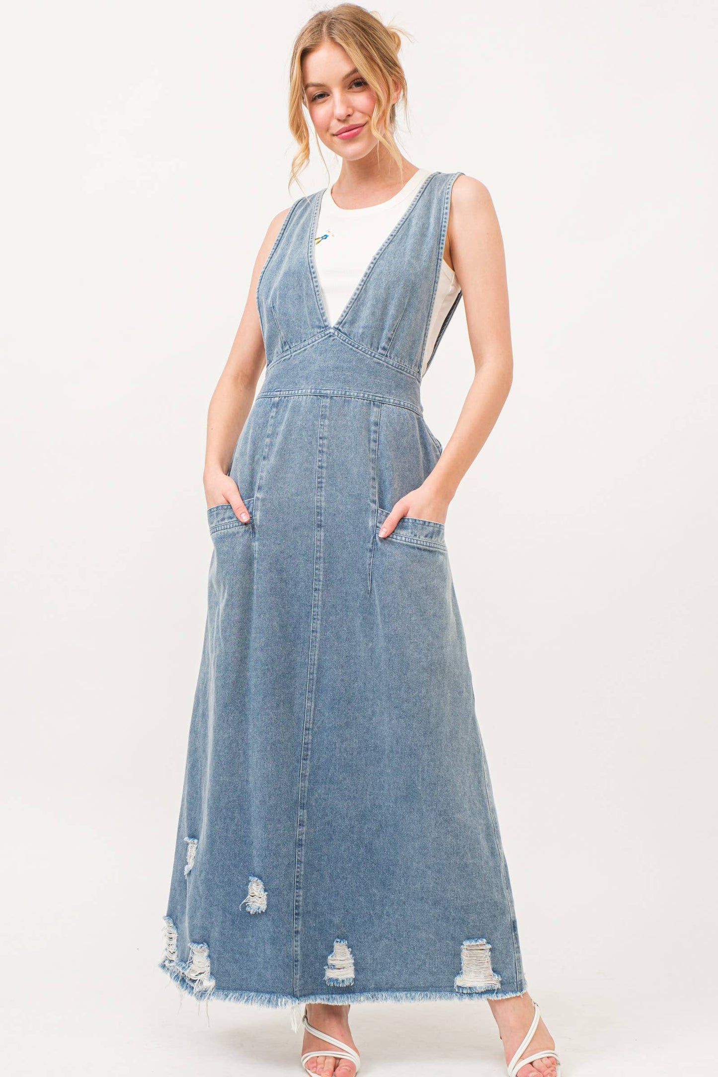 Distressed Denim Pinafore