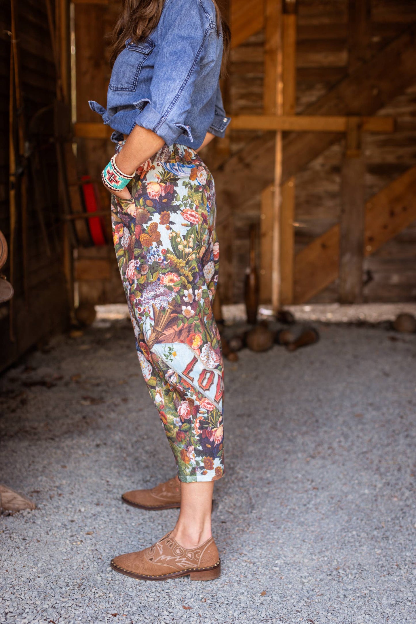 Love Language Linen Floral Cropped Artist Pants