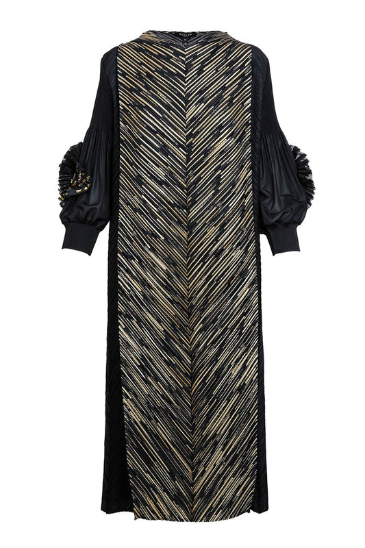 Metallic Rosette Maxi Dress