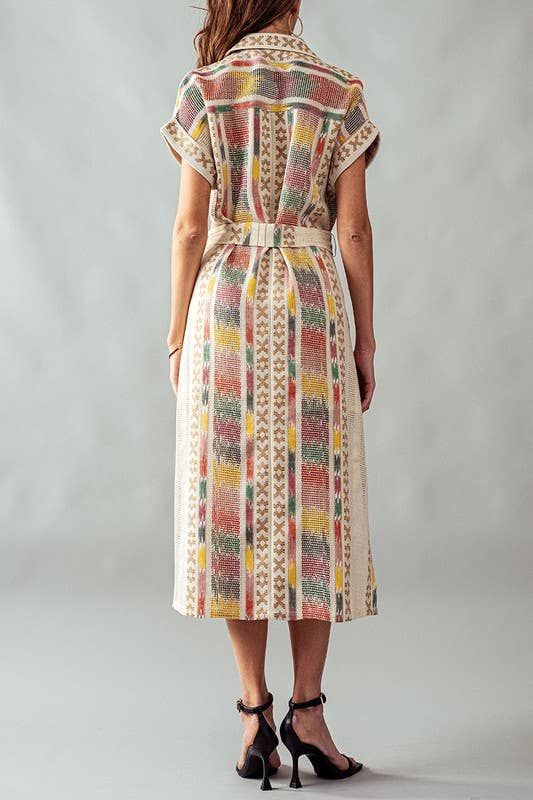 Embroidered Cross-Stitch Shirt Dress