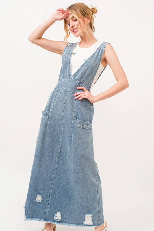 Distressed Denim Pinafore