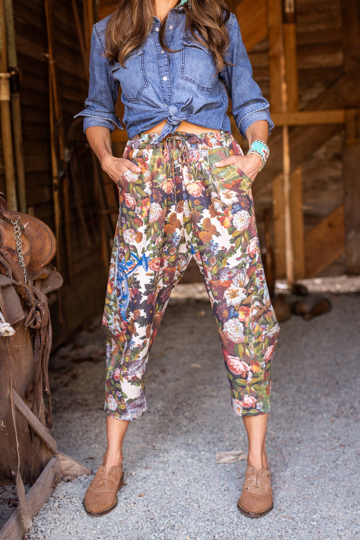 Love Language Linen Floral Cropped Artist Pants