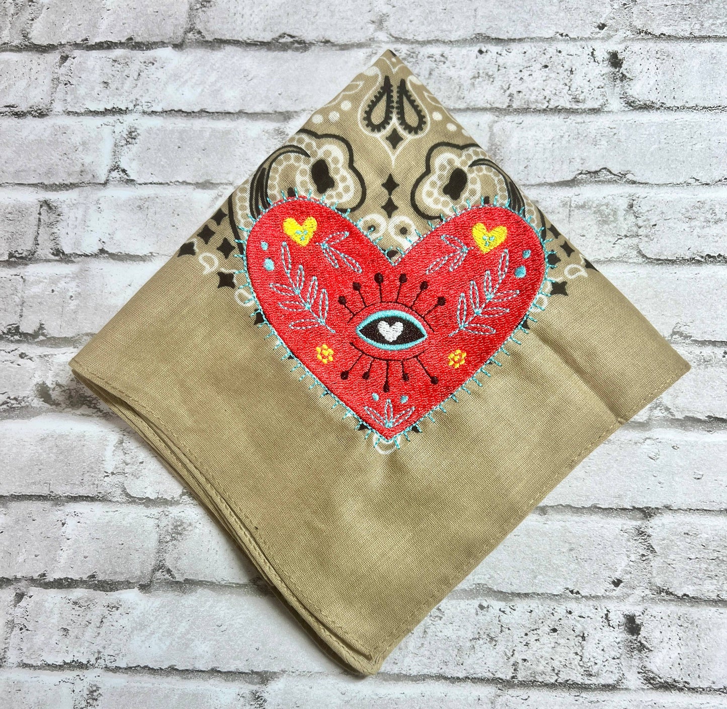 Embroidered Heart Bandana
