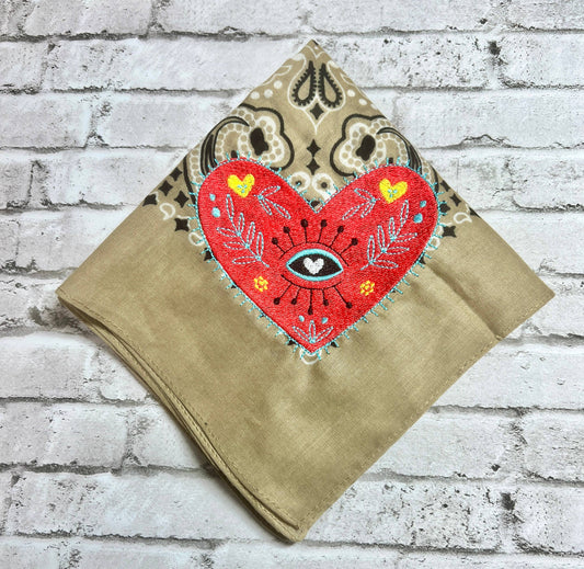 Embroidered Heart Bandana