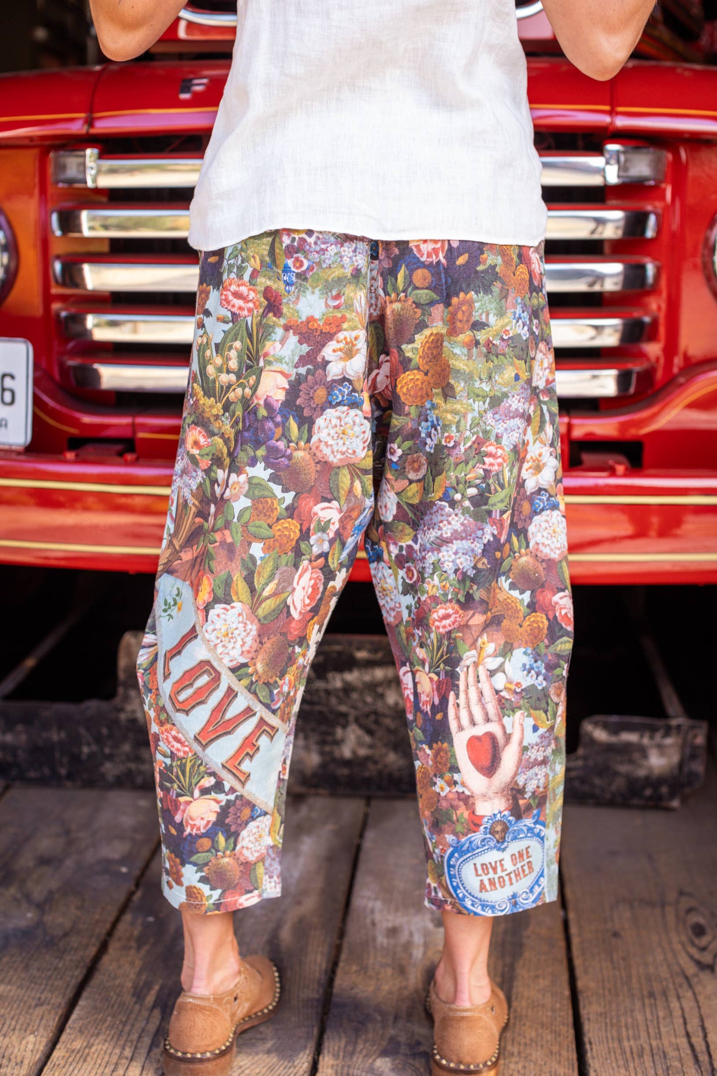 Love Language Linen Floral Cropped Artist Pants