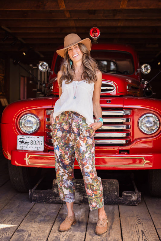 Love Language Linen Floral Cropped Artist Pants